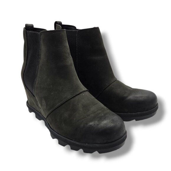 Sorel Joan of Arctic Wedge ll Chelsea Boots Womens 8.5 Black Waterproof Leather - Picture 2 of 8
